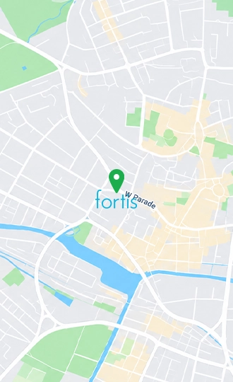 Location pin of the Fortis Therapy Clinic in Lincoln, city centre.